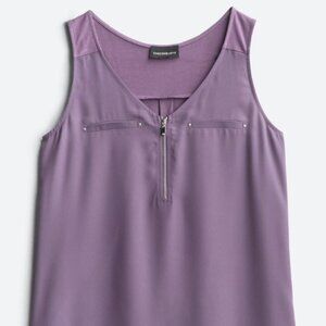 Worn 1x - FORTUNE + IVY Lighton Zip Detail Mixed Material Blouse